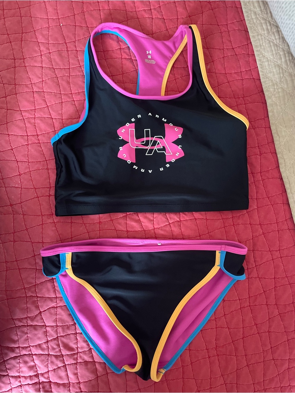Under Armour • Girls' Black & Pink Colorblock Swim Set
